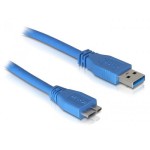 USB3.0 câble, 1.0m, A-Micro-B, bleu, pour appareils USB 3.0, jusqu'à 5 GBps