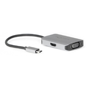 Monitor Splitter USB Typ-C  for HDMI/VGA, silver, bis 2 Monitore gleichzeitig Monitor Splitter USB Typ-C  for HDMI/VGA, silver, bis 2 Monitore gleichzeitig