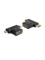 Delock Adapter HDMI-A Buc. zu HDMI C/D Ste., HDMI-A Buchse zu HDMI-C+ HDMI-D Stecker