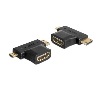 Delock Adapter HDMI-A Buc. for HDMI C/D Ste., HDMI-A Buchse for HDMI-C+ HDMI-D Stecker