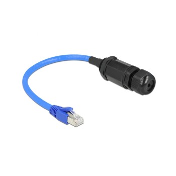 Delock patch cable: S/FTP, Cat.6, 25cm, blue, IP68, wasserdicht, Verlängerung Delock patch cable: S/FTP, Cat.6, 25cm, blue, IP68, wasserdicht, Verlängerung