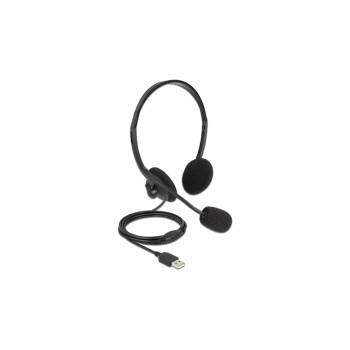 Delock USB Stereo Headset for PC + Notebook, Lautstärkeregler, ultraleicht, 2.4m cable