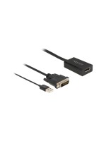 Delock Adap. DVI Ste. for DP Buc,4k, black , with HDR Funktion, 50cm