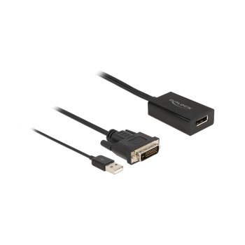 Delock Adap. DVI Ste. for DP Buc,4k, black , with HDR Funktion, 50cm