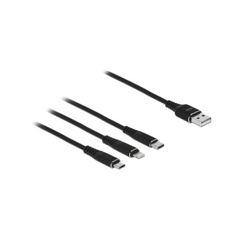 Delock USB Ladecable 3 in 1 Lightning, 1m, Micro USB/ USB Type-C, black  Delock USB Ladecable 3 in 1 Lightning, 1m, Micro USB/ USB Type-C, black