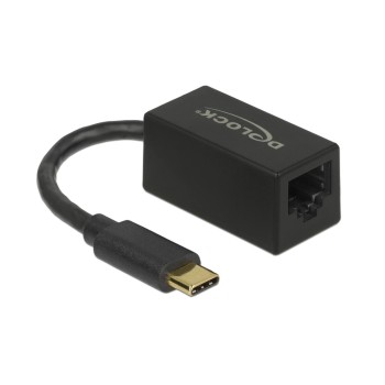 Delock USB3.2 Typ-C for Gigabit LAN Adapter, 10/100/1000Mbps Gigabit, black , Kompakt Delock USB3.2 Typ-C for Gigabit LAN Adapter, 10/100/1000Mbps Gigabit, black , Kompakt
