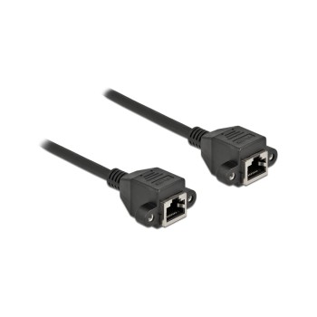 Delock Verlängerungscable: S/FTP RJ45-RJ45, Buchse for Buchse, Cat.6A, 1m, black  Delock Verlängerungscable: S/FTP RJ45-RJ45, Buchse for Buchse, Cat.6A, 1m, black
