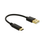 Delock USB-A for C Stecker, Ladecable, 15cm, black , Unterstützt nur die Ladefunktion