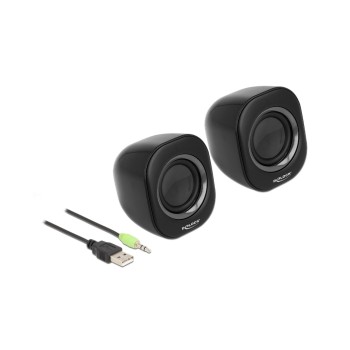 Delock Mini Stereo PC Lautsprecher, 3.5mm Klinke, 93cm cable, USB-Strom Delock Mini Stereo PC Lautsprecher, 3.5mm Klinke, 93cm cable, USB-Strom