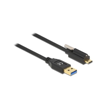 Delock USB3.2 Gen1 cable Typ-A for C, 1.5m, Stecker/Stecker, black , Schraube oben Delock USB3.2 Gen1 cable Typ-A for C, 1.5m, Stecker/Stecker, black , Schraube oben
