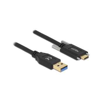 Delock USB3.2 Gen1 cable Typ-A for C, 1.5m, Stecker/Stecker, black , Schraube seitlich Delock USB3.2 Gen1 cable Typ-A for C, 1.5m, Stecker/Stecker, black , Schraube seitlich
