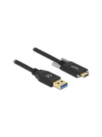 Delock USB3.2 Gen1 Kabel Typ-A zu C, 2m, Stecker/Stecker, schwarz, Schraube seitlich