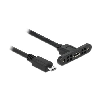 Delock cable USB 2.0 Micro-B zum Einbau, Buchse-Stecker, 1m, black 