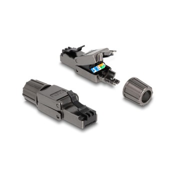 Delock Connecteur RJ45 Cat.8.1 STP, sans outil 1 Pièce/s, Gris Delock Connecteur RJ45 Cat.8.1 STP, sans outil 1 Pièce/s, Gris