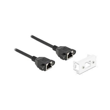 Delock Verlängerungscable: S/FTP RJ45-RJ45, Easy45, Buchse, Cat.6A, 1m, black  Delock Verlängerungscable: S/FTP RJ45-RJ45, Easy45, Buchse, Cat.6A, 1m, black