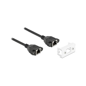 Delock Verlängerungscable: S/FTP RJ45-RJ45, Easy45, Buchse, Cat.6A, 25cm, black  Delock Verlängerungscable: S/FTP RJ45-RJ45, Easy45, Buchse, Cat.6A, 25cm, black