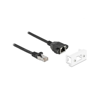 Delock Verlängerungscable: S/FTP RJ45-RJ45, Easy45,Stecker-Buchse,Cat.6A,50cm,black  Delock Verlängerungscable: S/FTP RJ45-RJ45, Easy45,Stecker-Buchse,Cat.6A,50cm,black