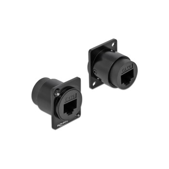 Delock Modul: D-Typ RJ45 Cat.6, Buchse-Buchse, black  Delock Modul: D-Typ RJ45 Cat.6, Buchse-Buchse, black