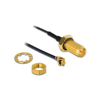 Delock RP-SMA Buchse zum Einbau, for MHF Stecker, 20cm, spritzwassergeschützt Delock RP-SMA Buchse zum Einbau, for MHF Stecker, 20cm, spritzwassergeschützt