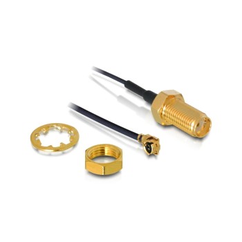 Delock SMA Buchse zum Einbau, for MHF Stecker, 35cm, black  Delock SMA Buchse zum Einbau, for MHF Stecker, 35cm, black