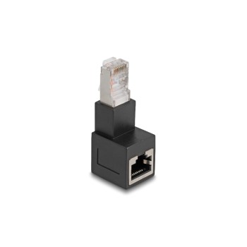 Delock RJ45 Stecker for RJ45 Buchse Adapter, Cat.6A 90° nach unten gewinkelt