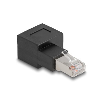 Delock RJ45 Stecker for RJ45 Buchse Adapter, Cat.6A 90° nach rechts gewinkelt