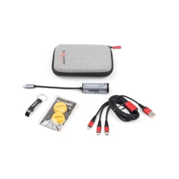Delock Travel Kit 2 Easy Edition, USB HUB with Cardreader / 3 in 1 Ladecable Delock Travel Kit 2 Easy Edition, USB HUB with Cardreader / 3 in 1 Ladecable