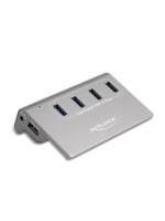Delock externer USB 3.2 Hub 4 Ports, Typ-A, 10 Gbps, Metallgehäuse