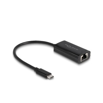 Delock USB Typ-C Adapter for Gigabit LAN, with Power Delivery 100 W, 5Gbps, black 