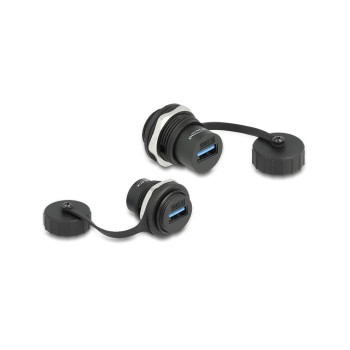 Delock USB 3.2 Gen 1 Typ-A Einbaubuchse, IP67 staub- & wassserdicht, Verschlusskappe Delock USB 3.2 Gen 1 Typ-A Einbaubuchse, IP67 staub- & wassserdicht, Verschlusskappe