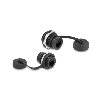 Delock RJ45 Cat.6 Einbaubuchse, IP67 staub- & wassserdicht, Verschlusskappe