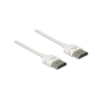 Delock HDMI-A Stecker for HDMI-A Stecker, 4K, 1.5m, white, High Quality Slim Delock HDMI-A Stecker for HDMI-A Stecker, 4K, 1.5m, white, High Quality Slim