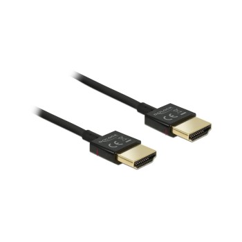 Delock HDMI-A Stecker for HDMI-A Stecker, 4K, 2m, black , High Quality Slim Delock HDMI-A Stecker for HDMI-A Stecker, 4K, 2m, black , High Quality Slim