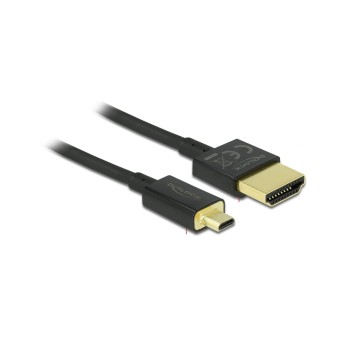 Delock HDMI-A Stecker - HDM Micro-D Stecker, 4K, 1.5m, black , High Quality Slim Delock HDMI-A Stecker - HDM Micro-D Stecker, 4K, 1.5m, black , High Quality Slim