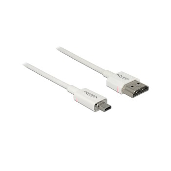 Delock HDMI-A Stecker - HDM Micro-D Stecker, 4K, 2m, white, High Quality Slim Delock HDMI-A Stecker - HDM Micro-D Stecker, 4K, 2m, white, High Quality Slim
