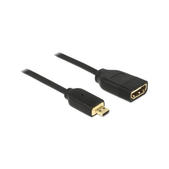 Delock HDMI Micro-D - HDMI-A Stecker/Buchse, with Ethernet, 20cm, 4K Delock HDMI Micro-D - HDMI-A Stecker/Buchse, with Ethernet, 20cm, 4K