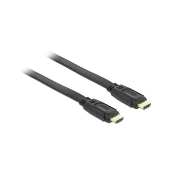 Delock HDMI-A for HDMI-A Stecker/Stecker, with Ethernet, flach, 1m, black  Delock HDMI-A for HDMI-A Stecker/Stecker, with Ethernet, flach, 1m, black