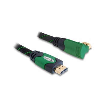 Delock HDMI-A for HDMI-A Stecker/Stecker, with Ethernet, gewinkelt rechts, 5m, grün Delock HDMI-A for HDMI-A Stecker/Stecker, with Ethernet, gewinkelt rechts, 5m, grün