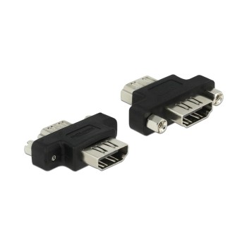Delock Adapter HDMI-A, Buchse for Buchse, verschraubbar Delock Adapter HDMI-A, Buchse for Buchse, verschraubbar