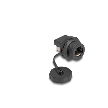 Delock RJ45 Cat.6A Kupplung Verschlusskappe, zum Einbau IP67, staub/wasserdicht, black 