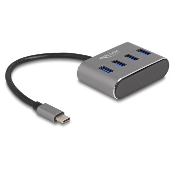 Delock USB 3.2 Gen 1 Type-C Hub, 4x USB Typ-A Buchsen oben Delock USB 3.2 Gen 1 Type-C Hub, 4x USB Typ-A Buchsen oben