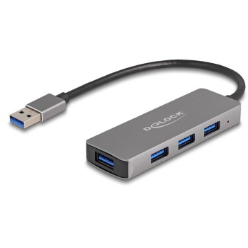 Delock USB 3.2 Gen 1 Typ-A Hub, 4x USB Typ-A Buchsen seitlich Delock USB 3.2 Gen 1 Typ-A Hub, 4x USB Typ-A Buchsen seitlich