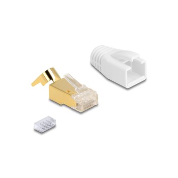 Delock RJ45 Modularer Stecker Cat.7, Zugentlastung and Knickschutzhülle,25er Set Delock RJ45 Modularer Stecker Cat.7, Zugentlastung and Knickschutzhülle,25er Set