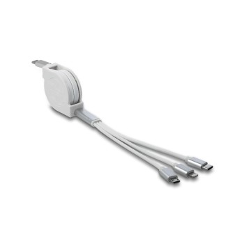 Delock USB-C 3 in 1 Aufrollcable, for Lightning, USB Micro-B, USB-C