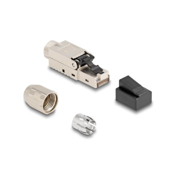 Delock RJ45 Stecker Feldkonfektionierbar, Cat. 6A, Staubschutz, werkzeugfrei Delock RJ45 Stecker Feldkonfektionierbar, Cat. 6A, Staubschutz, werkzeugfrei