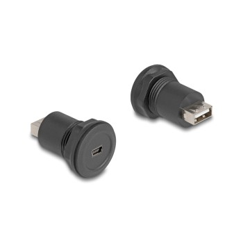 Delock USB2.0 Mini-B for USB Typ-A, Einbaubuchse, black  Delock USB2.0 Mini-B for USB Typ-A, Einbaubuchse, black
