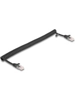 Delock RJ45 Spiralkabel Cat.5e, Stecker zu Stecker, 1m, schwarz