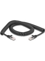 Delock Câble patch Câble spiralé Cat 5e, UTP, 2 m, Noir