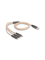 Delock USB RGB Ladekabel 3 in 1, Typ-A zu Lightning/Micro USB/Typ-C 1,2m