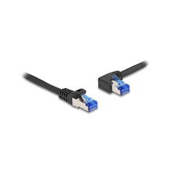 Delock Netzwerkcable RJ45 Cat.6A S/FTP, gerade/links gewinkelt, 3m, black  Delock Netzwerkcable RJ45 Cat.6A S/FTP, gerade/links gewinkelt, 3m, black